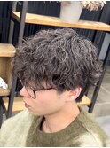 波巻きシャドウパーマラウンドマッシュ
