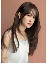 コート 青山(Cote)&nbsp;ロングレイヤー ストレートヘア 顔周りレイヤー グレージュ
