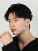 天神大名メンズパーマフェザーパーマセンターパートガイルヘア