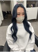 ケアブリーチ ブルー ロング 韓国風 レイヤー
