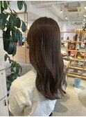 透明感髪質改善カラー小顔艶感ロングブリーチなしベージュ
