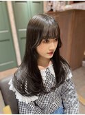 暗髪ブラックカラー/韓国風くびれレイヤーカット/ワンホン