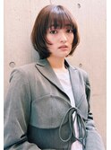 ストレートくびれヘアアプリコットオレンジハイライトカラー