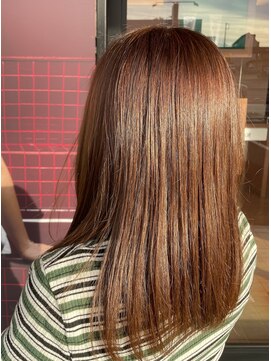 モッズヘア 足利(mod'hair) 大人可愛い暖色ブリーチなしオレンジベージュストレート