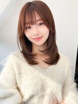 ビーポッシュ ジャスパー店(Be Posh) 斜めバングくびれレイヤー前下がりボブブリーチなし夏カラー