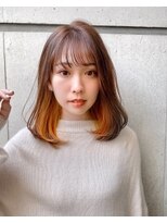 リコ(riko) ロブレイヤーインナーカラーオレンジベージュ【riko荒木】