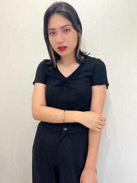 マリアバイアフロート(Maria by AFLOAT) 【山田】インナーカラー外ハネくびれ切りっぱなしボブ