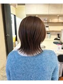 くびれウルフスタイル透明感オリーブアッシュグレージュカラー