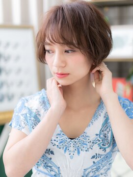 カバーヘアアンドスパ ブリス 浦和(COVER HAIR&SPA bliss) 斜めバングインナーカラーくせ毛風ミニボブc5浦和20代30代40代