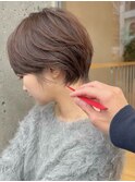 小顔ヘアふんわりショート簡単スタイリングブリーチなしカラー