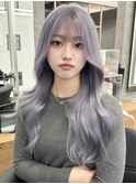 ホワイトラベンダー（ハイトーンカラー、韓国、レイヤーカット）