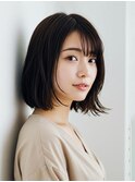 切りっぱなし/ボブ/暗髪/顔周り