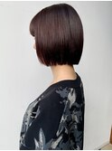 透明感◎ブリーチなしオレンジブラウン艶カラー×ショートボブ