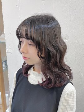 リッカ(RICCA) 【インナーカラー】ガーリーウェーブミディ＋ローズピンク♪