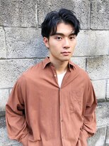 スーハ 恵比寿(SUUHA)&nbsp;かきあげラフショート×ビジネスマンでこだし×黒髪メンズヘア