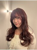 ピンクブラウン/レイヤーカット/ブリーチなしWカラー【のぶち】