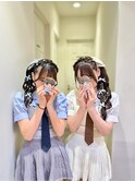 お揃いサイドポニーテール♪
