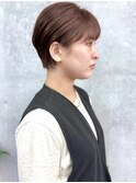 耳掛けショートマッシュショートピンクブラウンショートヘア