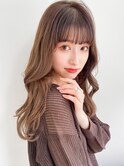 くびれヘアアプリコットオレンジ夏ヘアハイライトカラー韓国ヘア
