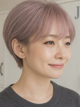 リコヘアー(LiCO HAIR) ショート/丸みショート/ダブルカラー/ピンクグレー