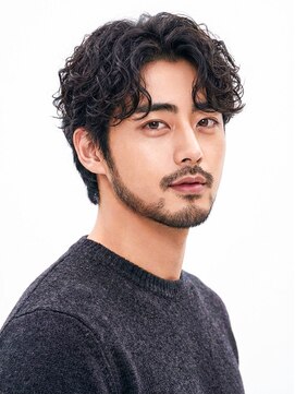 波巻きパーマ/センターパート/ニュアンスパーマ/メンズマッシュ