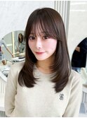 【島田佑】ミディアムレイヤーカットグレージュ顔周りカット