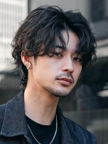 フィフス 大分(fifth)&nbsp;大分シャドウパーマメンズカットラウンドマッシュセンターパート
