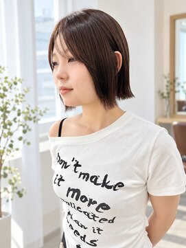 ユイマァル 岡山(YUIMARL) 岡山髪質改善カラー★切りっぱなしボブ★オリーブベージュカラー