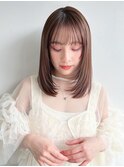 オリーブベージュショートミニボブグレージュブリーチレイヤー