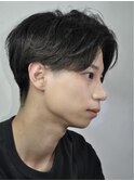 メンズショートビジネスツーブロックセンターパートフェード