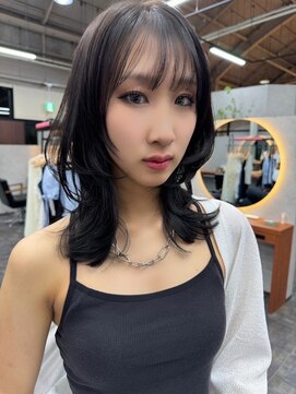 オズ 郡山桑野店(OZ) 黒髪ボブルフネビージュ小顔ワンレン