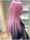 14512ブリーチ＆ダブルカラーラベンダーパープルレイヤーロング