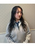 ローレイヤー/ロング/センターパート/オリーブグレージュ
