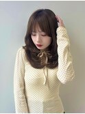 韓国ヘア/顔周りカット/レイヤーカット/ベージュ/ミディアム