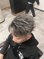イーラ アメ村店(era)&nbsp;メンズパーマホワイトメッシュフェザーパーマ
