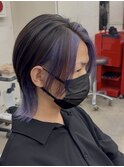 パープルインナーカラーセンターパート