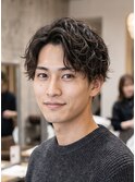 爽やかツーブロック×大人色っぽいアップバングパーマ