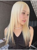 ロングウルフカットケアブリーチダブルカラー羽エクステカチモリ