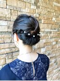 結婚式お呼ばれヘアシニヨンアレンジ着物ヘアセット20代30代40代