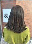 【117hairgarage】カーキベージュ_ハイライト_ミディアム
