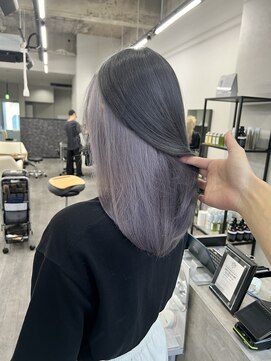 コード 四条河原町駅店(CHORD) インナーカラー　グレー×パープル　京都三条河原町　10代20代