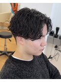 【爽やか波巻きパーマ×センターパート】ビジネスショート名古屋