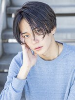 小久保styleフェザーパーマグレーブルーカラー刈り上げショート