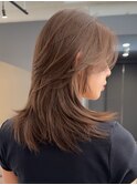 レイヤーカットウルフカットハイレイヤーブラウンカラー/岸本