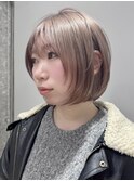 ヘーゼルベージュ暗めミルクティーベージュレイヤーボブレイヤー