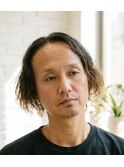 メンズロングパーマセンターパート