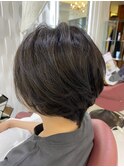 20代30代大人可愛い黒髪☆前下がりショートボブ丸みショート