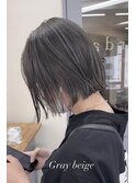 切りっぱなしボブ×グレーベージュカラー