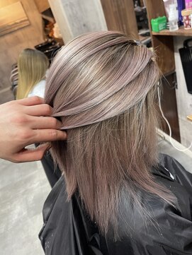 ラフ(LAFF) #バレイヤージュ#グレージュカラー#ボブウルフ#ココアベージュ