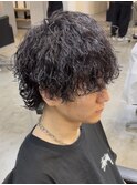 メンズマッシュウルフ波巻きスパイラルパーマ